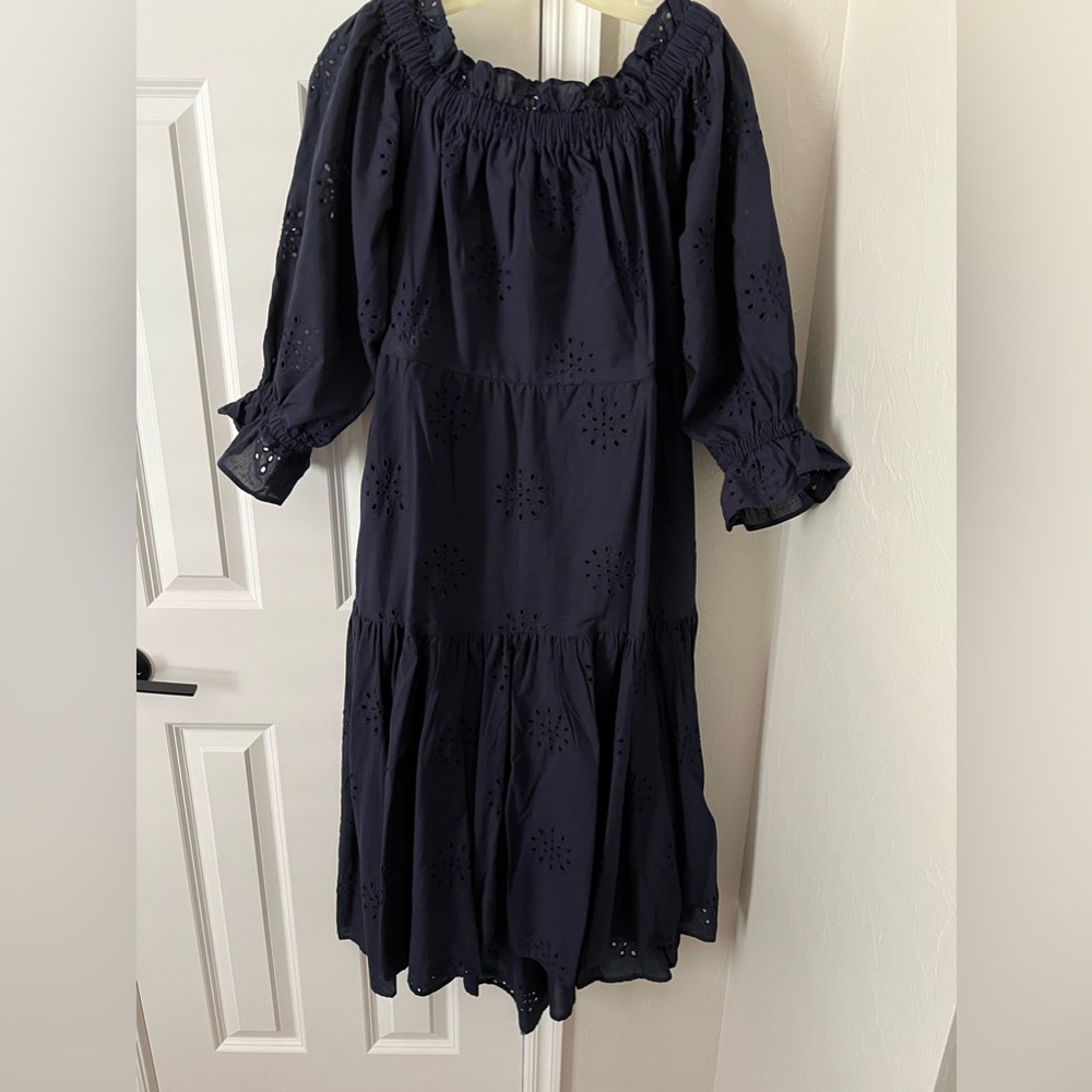 Chico’s Eyelet Off Shoulder Tiered Midi Dress - Picture 4 of 9